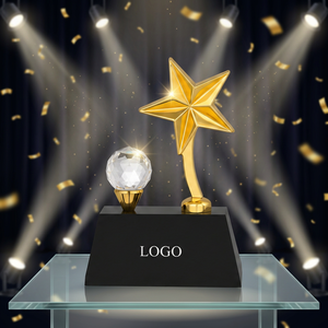 Trophée Étoile POOJA GIFT CORPORATION, Boule de Cristal, Base Plaquée Or Moulée sous Pression, Portable, Logo Gravé au Laser, Modèle 678 - Product Image 1