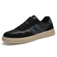 Chaussures décontractées d'extérieur pour hommes, nouvelle collection automne, en cuir véritable respirant, avec semelle extérieure en caoutchouc rayée blanche