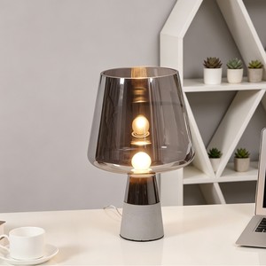 Modern Smoky Gray Glass Table Lamp Led Desk <b>Light</b> Nordic Minimalist Style For Bedroom Study Room - Product Image 3