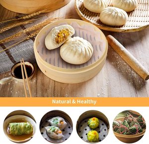 High Quality 10 Inch Organic Bamboo Steamer 2 Tiers for Healthy Cooking Chicken <strong>Fish</strong> With Chopsticks Stainless Steel <strong>Pot</strong> - Product Image 5