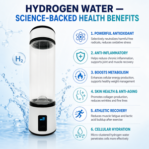 Botella de Agua Hidrogenada de 400 ml al por Mayor, Tecnología SPE PEM, 8000 ppb, Generador de Agua Rica en H2 Portátil y Recargable, Botella de Vidrio - Product Image 4