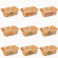 Keranjang Buah Kertas Kraft Kustom Berventilasi untuk Stroberi, Blueberry, Raspberry, Cetak Logo, Food Grade, Grosir, OEM