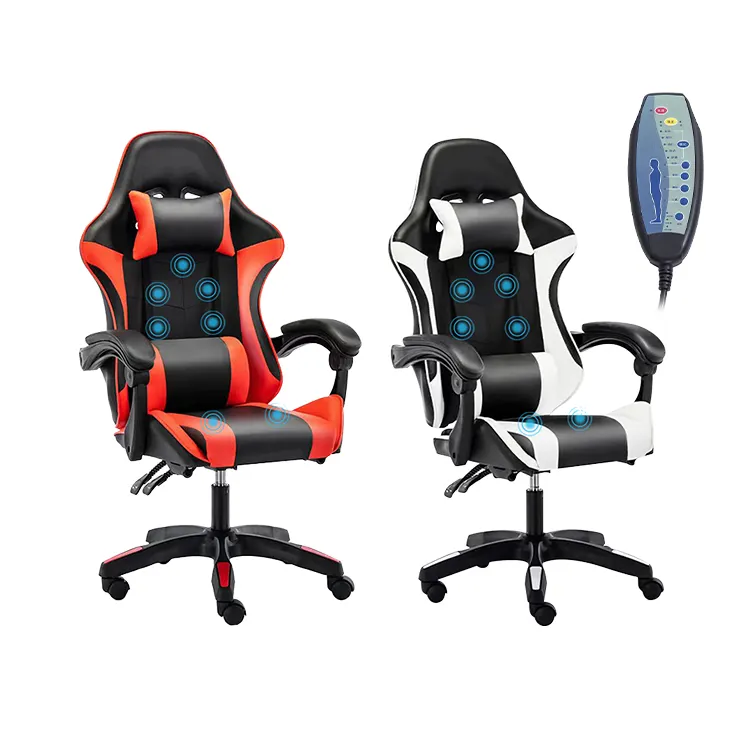 Bestselling modern popular leather ergonomic massage game pc computer chair with footrest