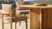 Table à manger ronde en bois massif avec base en dalle croisée pour salle à manger moderne