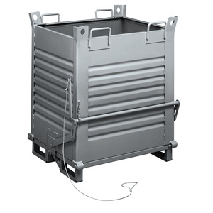 Fami Sheet <b>Metal</b> Container 1000x800x1150 Mm Dark Grey Ral7000 <b>Roller</b> Opening Bottom Industrial Storage - Product Image 1