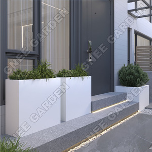 กระถางดอกไม้เหล็กชุบสังกะสีสีขาวพร้อมตัวแบ่งขนาด 610x250x610 มม. ทนทานต่อสภาพอากาศกลางแจ้ง ป้องกันสนิม แข็งแรง ทนทาน ตกแต่งสวน - Product Image 4