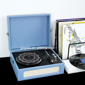 La tendance rétro du gramophone LP bleu à 3 vitesses phonographe platine vinyle tourne-disque couverture en cuir PU Belt-Drive <span class=keywords><strong>Gramaphone</strong></span> - Product Image 4