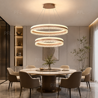 Moderner Ring-Kronleuchter mit Kristalldetails, Acryl, Dreifarbig, 201W, Roségold-Finish, LED, Höhenverstellbar, 2 Jahre Garantie, Leuchte
