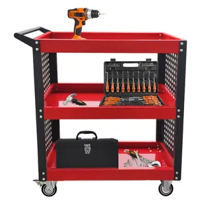 Multi-function Tool Vehicle Auto Repair Trolley Table Mobile Shelf Parts Storage Trolley Hole Plate Trolley