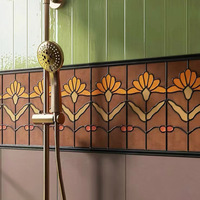 Carreaux muraux en céramique émaillée motif floral, style français rétro moderne et simple, pour salle de bain, cuisine, balcon, entrée et moulures murales