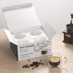 <span class=keywords><strong>Tasses</strong></span> à expresso en verre à double paroi isolées, faites à la main, en borosilicate de haute qualité, 10 oz, 300 ml - Product Image 5