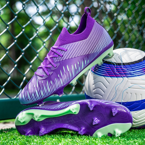 Chaussures de football professionnelles personnalisables à crampons longs, semelle intérieure en maille TPU antidérapante de haute qualité, chaussures d'entraînement sportif à ressort - Product Image 3