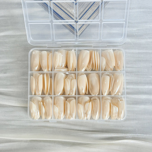 144 <span class=keywords><strong>faux</strong></span> ongles beiges en amande, brillants, courts, à presser, couvrants, réutilisables et amovibles, en acrylique, pour salon - Product Image 4