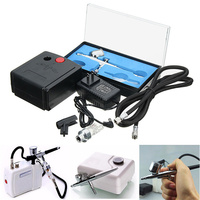 Ensemble de compresseur d'aérographe rechargeable en acier inoxydable à double action portable 5 pièces pour la peinture, la modélisation, l'artisanat, la décoration de gâteaux