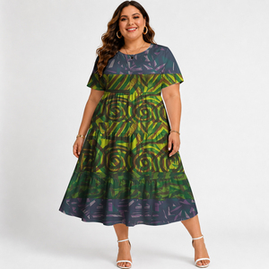 Vestido de <span class=keywords><strong>Manga</strong></span> <span class=keywords><strong>Larga</strong></span> con Cuello Redondo, Diseño Tribal Polinesio Elei, Estilo Casual y Formal, Combinable con Todo, Precio Promocional - Product Image 4