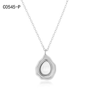 Collar con Colgante Amy Amy de Acero Inoxidable Plateado con Imitación de Perla en Forma de Gota de Agua, Estilo Clásico, Joyería para Mujer, Regalo - Product Image 1