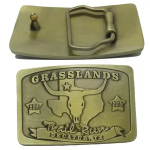 Souvenir de marathon antique personnalisé et médaille de boucle de ceinture en métal argenté - Product Image 2