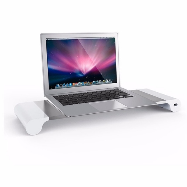 Multifunctional Aluminum Desktop Monitor Stand Laptop Riser with 4-Port USB Charging Hub 30kg Load Capacity 24" Screen Size New