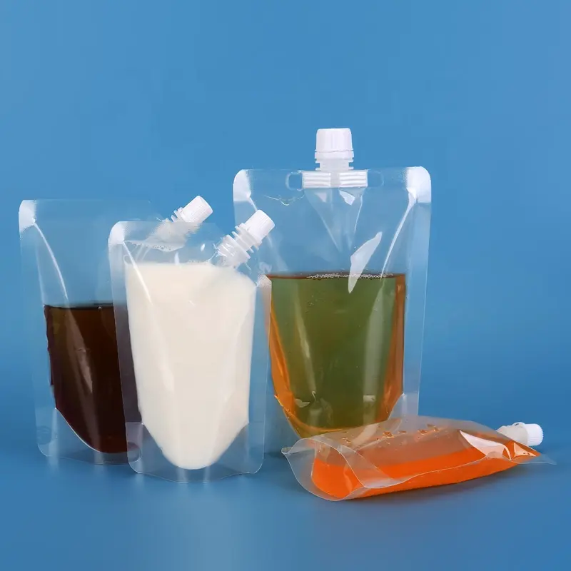 En Stock emballage de boissons en plastique pochette de nourriture pour bébé sac de buse Transparent