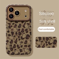 Cordon tour de cou en silicone imprimé léopard KT Cat pour coque de téléphone iPhone 17 Pro Max 15 cm