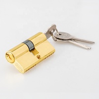 Cylindre de serrure de porte en aluminium doré avec 3 clés pour une installation facile et une sécurité résidentielle accrue