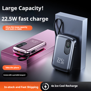Nouvelle batterie externe portable de style cordon rétractable à charge rapide avec affichage numérique double ligne intégré 20000mAh - Product Image 3