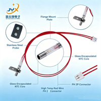 Capteur de température NTC à bride en acier inoxydable 10K 100k B3950, précision ±1% -15°C ℃ ~300 ℃   Sonde thermistor haute température pour friteuse à air