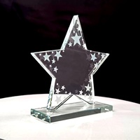 Nouveau Trophée en Verre K9 en Gros, Prix Abordable, avec Socle en Cristal Transparent en Forme d'Étoile à Cinq Branches, pour Récompenses et Certificats