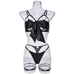 Conjunto de Lencería Sexy para Mujer Viviblook Z0114ST02, Disfraz de San Valentín, Diseño Hueco con Lazos, Satén, Conjunto de Ropa Interior Erótica - Product Image 5