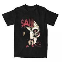 T-shirts Saw X Horror Movie 180g en pur coton imprimé respirant, ensemble coordonné vintage, marque streetwear transfrontalière