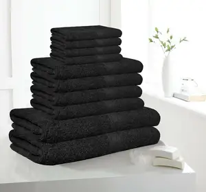 Wholesale Custom embroidery 10 Piece Bathroom Bath Towels Cotton Velour Face Hand Sheets Soft Gift Sets