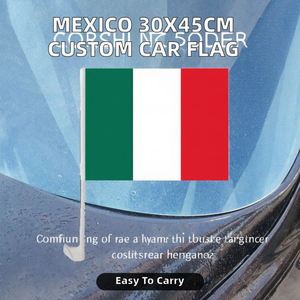Drapeau de voiture sportif personnalisé Mexique 30*45 cm en polyester imprimé numériquement - Product Image 2