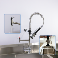 Grifos de cocina comerciales contemporáneos al por mayor, monomando, de latón cromado, grifos de prelavado con rociador flexible para encimera