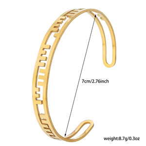 Brazalete Geométrico de Acero Inoxidable Chapado en Oro para Regalo, Joyería para Mujer, Primavera 2025 - Product Image 4