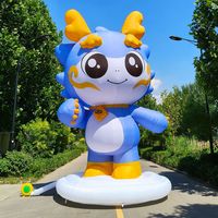 Mascotte gonflable géante bleue de dessin animé personnalisée avec base pour la décoration d'événements du Nouvel An chinois