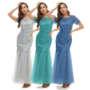 Vestidos <span class=keywords><strong>de</strong></span> Noche <span class=keywords><strong>de</strong></span> Lujo LD101 para Mujer, Vestidos <span class=keywords><strong>de</strong></span> Fiesta Largos con Lentejuelas Bordadas, Manga Corta, Corte Entallado, para Damas <span class=keywords><strong>de</strong></span> <span class=keywords><strong>Honor</strong></span> - Product Image 3
