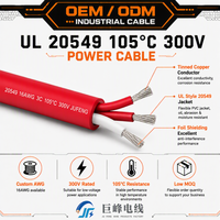 Câble PVC rouge 3 conducteurs UL20549 pour instrumentation industrielle, 16AWG, cuivre étamé torsadé, double blindage, IP44, fil 3C