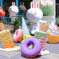 K503 Fiberglass Cartoon Sculptuur Panda Monster Beer Muziek Ecologisch Handgemaakt Tuinbeeld Liefde