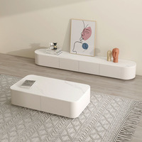 Meubles de salon modernes, table basse et meuble TV en ardoise blanche, ensemble de meubles TV de luxe pour la maison, l'appartement, la villa