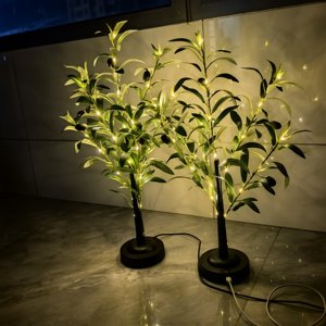 Lámpara de Mesa LED Estilo Nórdico con Diseño de Olivo, Luces de Hadas Minimalistas para Dormitorio, Oficina, Cafetería, Ambiente Festivo - Product Image 1