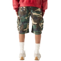 Shorts Cargo Homme en Jean Coton Camouflage Rétro Délavé de Haute Qualité avec Multiples Poches Zippées, Coupe Ample Personnalisée