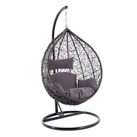 Jardin Rotin Intérieur Balcon Cour Meubles en osier Extérieur Métal Stand Patio Suspension Oeuf Balançoire Chaise