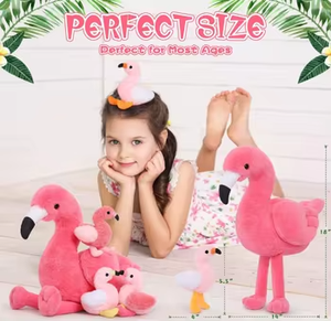 Gối ôm thú nhồi bông chim hồng hạc kèm 4 thú nhồi bông chim hồng hạc nhỏ, chất liệu bông PP mềm mại, chất liệu polyester, unisex, bán buôn - Product Image 4