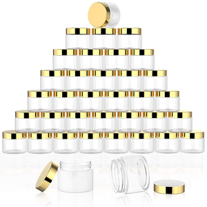 Pots cosmétiques ronds transparents en PETG avec couvercle à vis doré rigide, contenants en plastique pour produits de beauté 4oz - Product Image 3