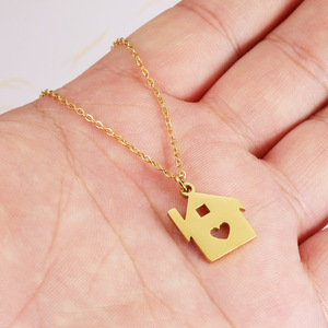 Dropshipping personalizado 18K chapado en oro de acero inoxidable colgante collar de eslabones de moda cadena regalo femenino - Product Image 3