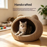 Grattoir pour chat en carton ondulé fait main et lit confortable pour chat avec design tête de panda 3D ; Utilisation intérieure/extérieure toutes saisons