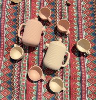 Nouvel ensemble de jeu de thé en silicone pour bébé, jouets de cuisine, ensemble de jeu de thé en silicone, comprend une théière pour les tout-petits et les enfants