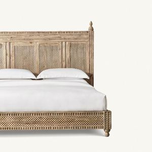 Cama Doble de Madera Maciza de Estilo Rústico Americano, Diseño Retro de Madera Maciza, Muebles Personalizables para Dormitorio, Resort, Hotel, Villa - Product Image 6