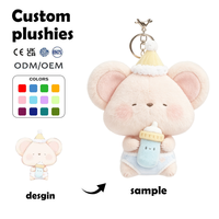 Porte-clés Peluche Super Douce Personnalisée en Forme de Souris Crème, Pendentif pour Sac à Main, Breloque Personnalisée, Accessoire Cadeau d'Anniversaire