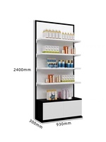 Étagère de supermarché légère en métal, double face, finition thermolaquée, taille personnalisable pour l'affichage de produits cosmétiques et pharmaceutiques